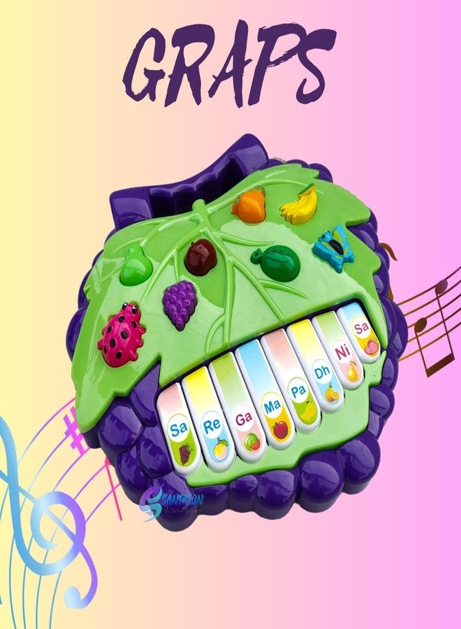GoldiMec Musical Piano for Kids - Fruit Keyboard Musical Toys - Piano Fruit Keyboard, Sound & English Learning Toys for Kids , Electronic Fruit Piano Keyboard Toy ,Grapes (Green) - Image 4